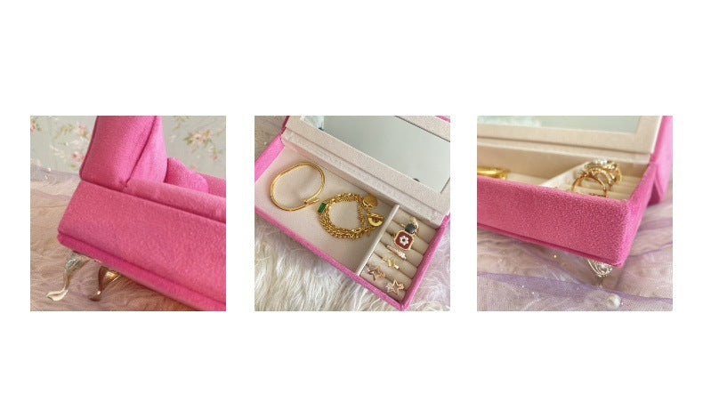 luxurious pink velvet jewelry organizer