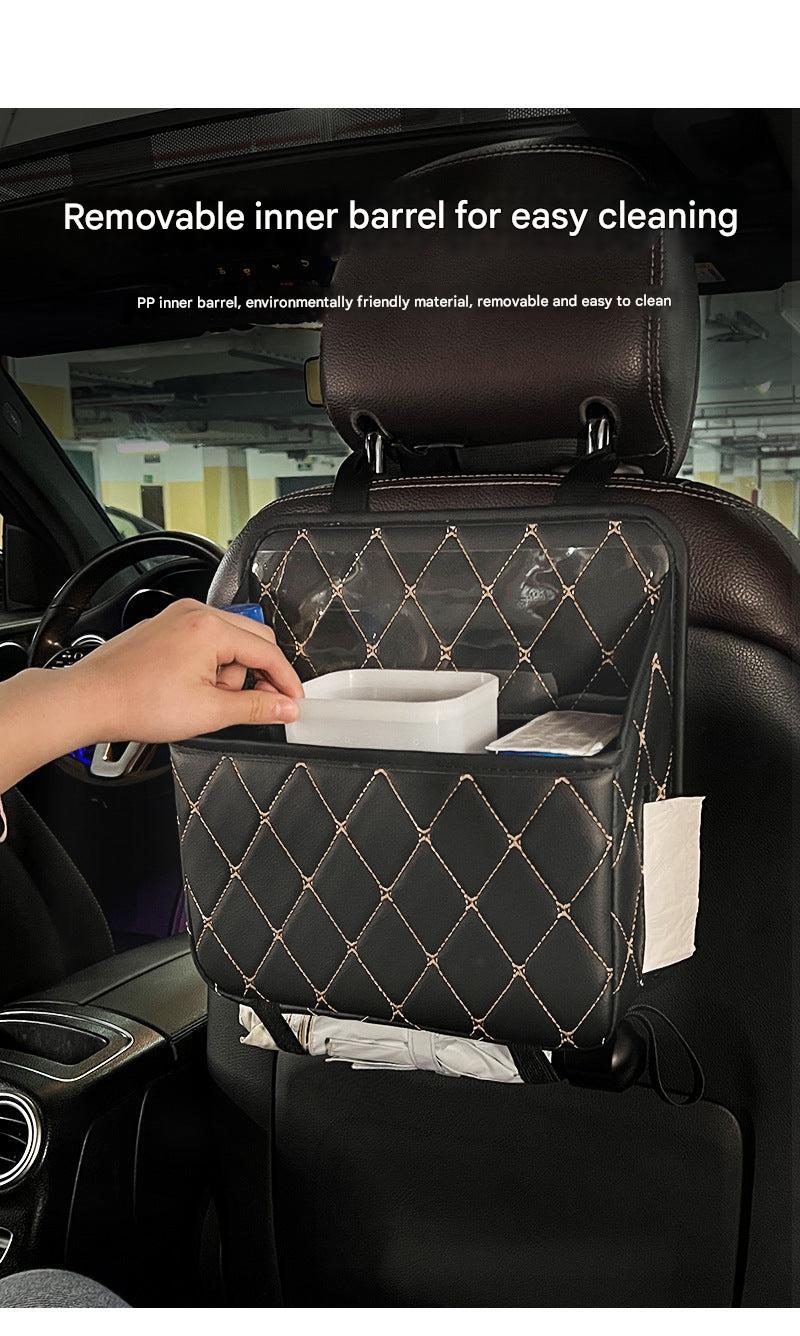 durable leather car seat back organizer image