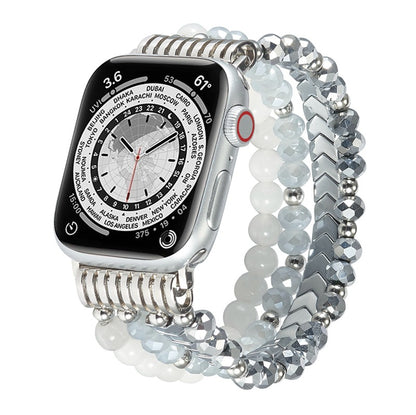 Elegant Crystal Beaded Apple Watch Band – Fashionable Stainless Steel Strap for 38mm/40mm/41mm and 42mm/44mm/45mm Models