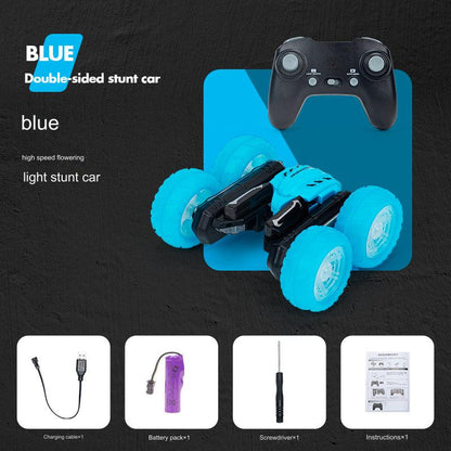 Stunt Remote Control Car - Dual-Sided Flipping RC Vehicle with Colorful LED Lights for Kids