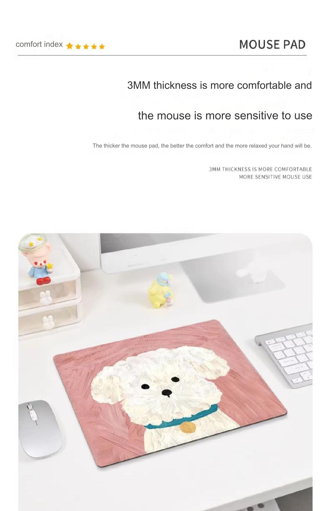 Cute Cartoon Animal Desk Mouse Pad - Soft Non-Slip Gaming Mat for Home & Office