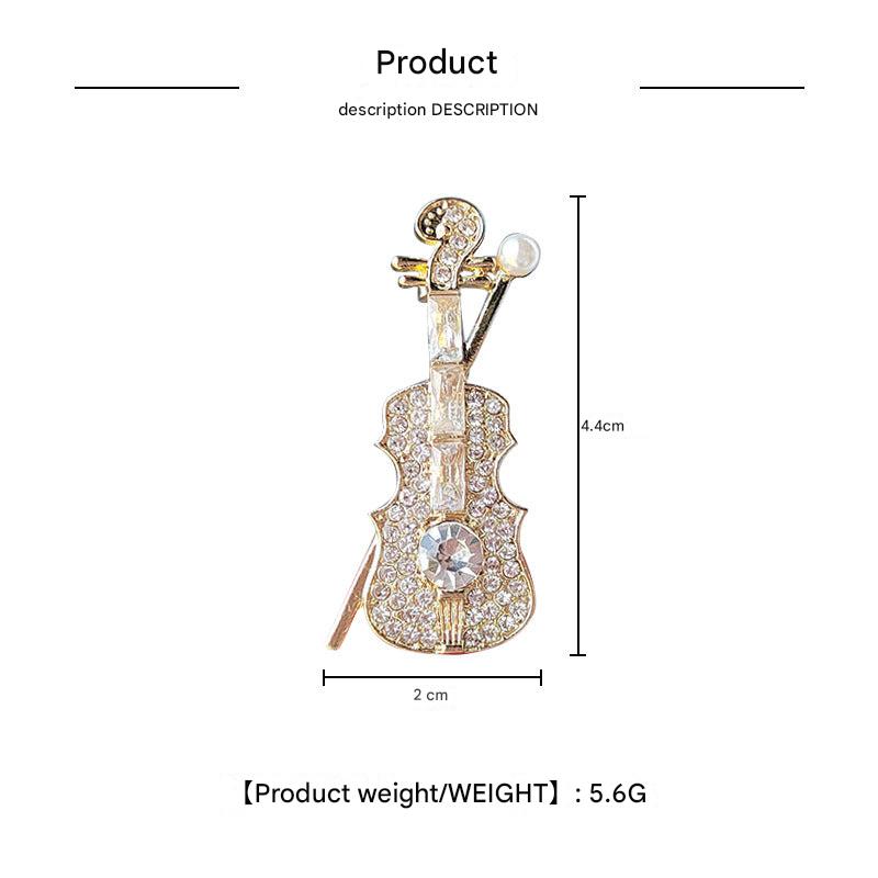 Gold Violin Brooch Side View