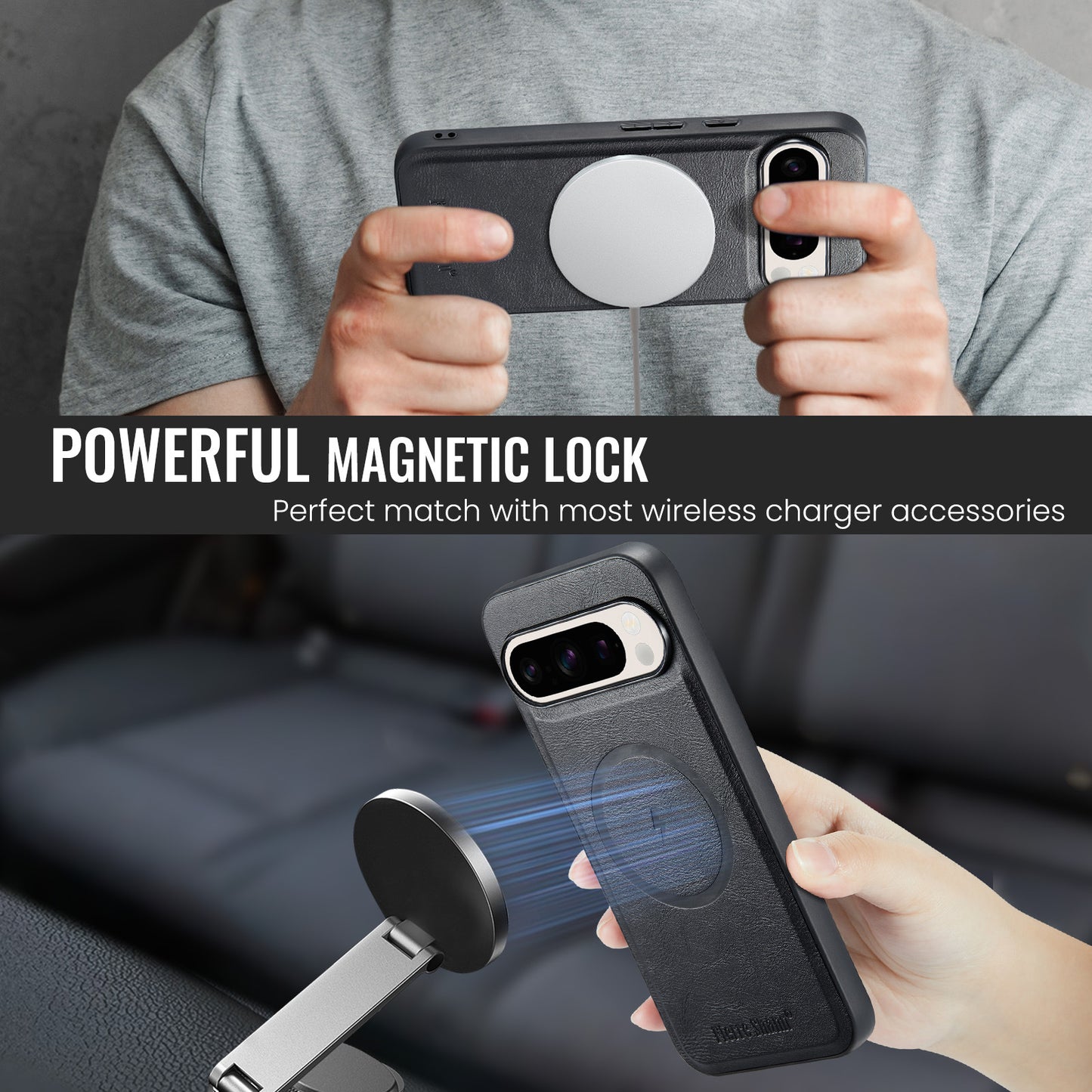 MagSafe Compatible Magnetic Phone Case for Google Pixel & iPhone – Card Slot & Stand Functionality