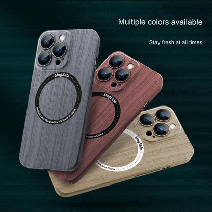 Wood Grain Magnetic iPhone Case for iPhone 15, 14, 13 & 12 - Shockproof, Anti-Fingerprint Protection