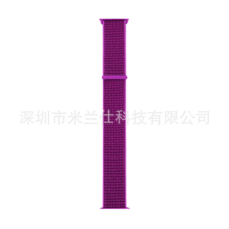 Stylish Nylon Braided Watch Band for Apple Watch - Compatible with Series 1-9 & Ultra - Adjustable Velcro Closure - Multiple Colors Available