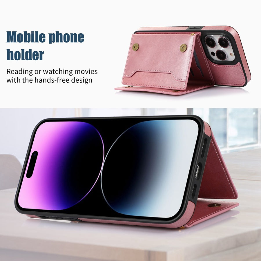 Slim Magnetic iPhone Wallet Case with Stand - Anti-Drop, Shockproof Protection for iPhone 15/14/13/12 Series