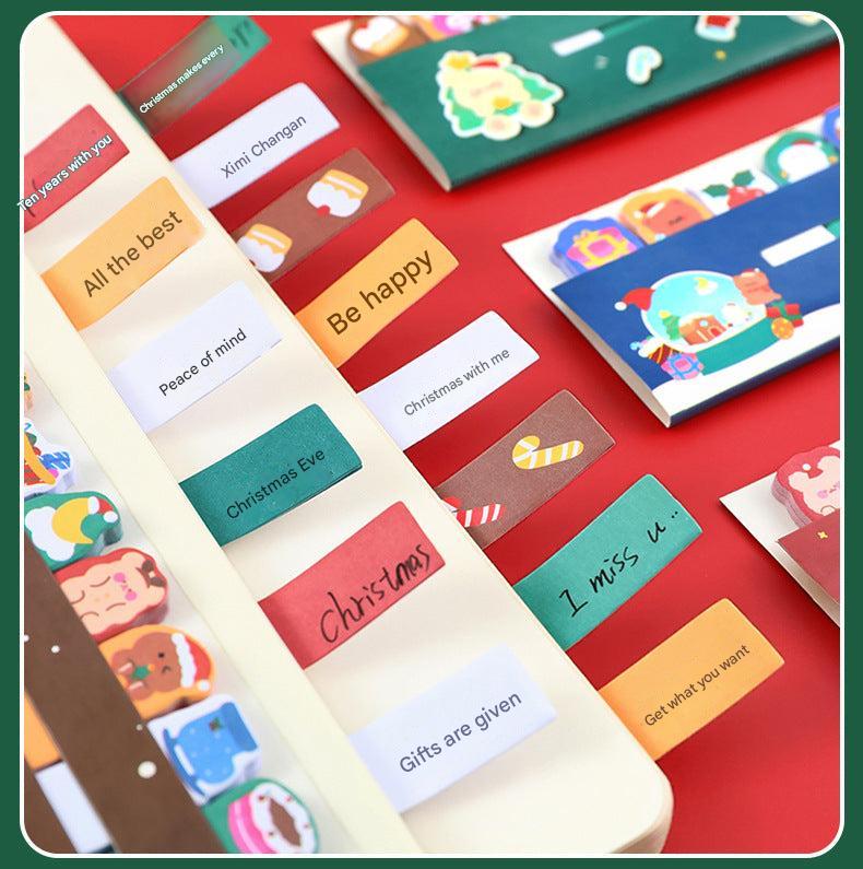 Illustrated designs on Christmas themed sticky notes