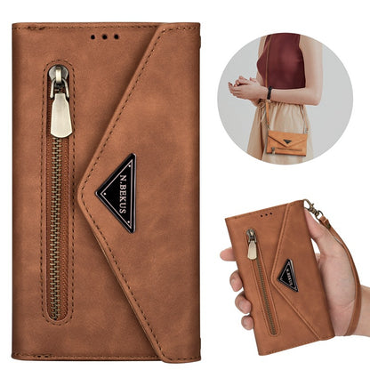 Premium PU Leather Wallet Case for iPhone & Samsung - Multi-Card Holder with Zipper Closure