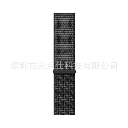 Stylish Nylon Braided Watch Band for Apple Watch - Compatible with Series 1-9 & Ultra - Adjustable Velcro Closure - Multiple Colors Available