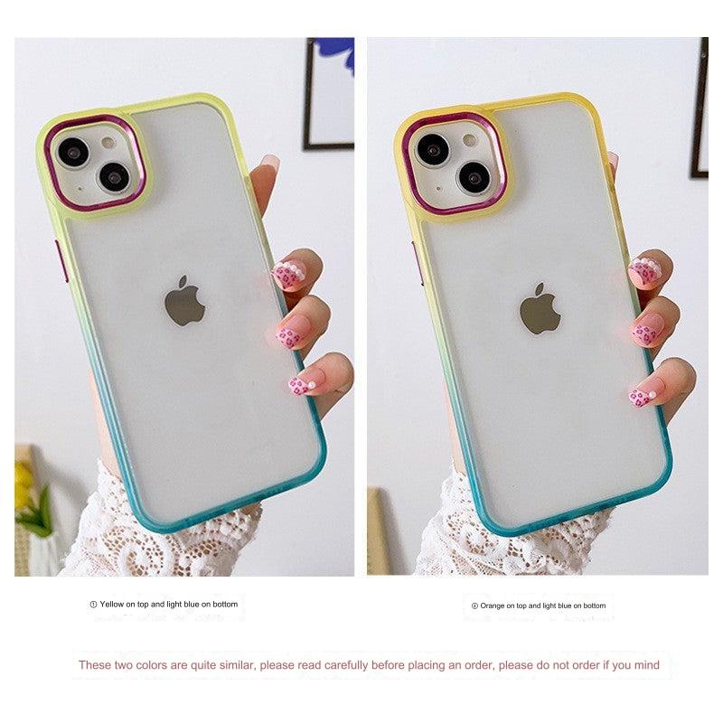 Stylish Dual-Gradient iPhone Case Compatible with iPhone 15 - Vibrant Colorful Protection with Metal Finish