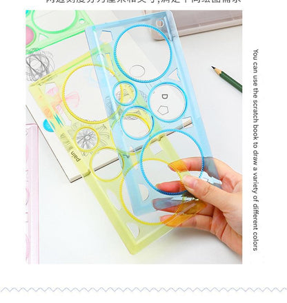 blue and yellow kids' creative ruler with artistic design