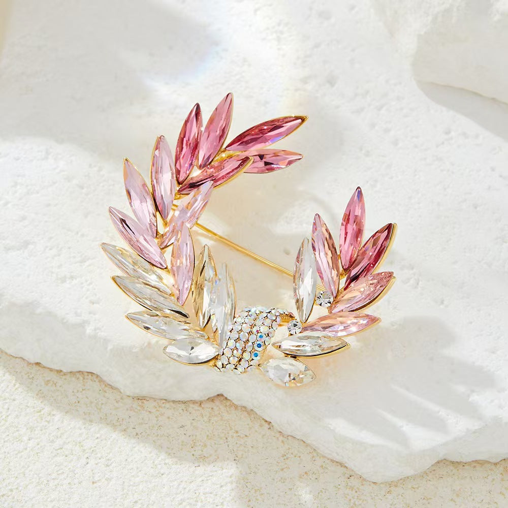 Elegant brooch worn on coat and dress
