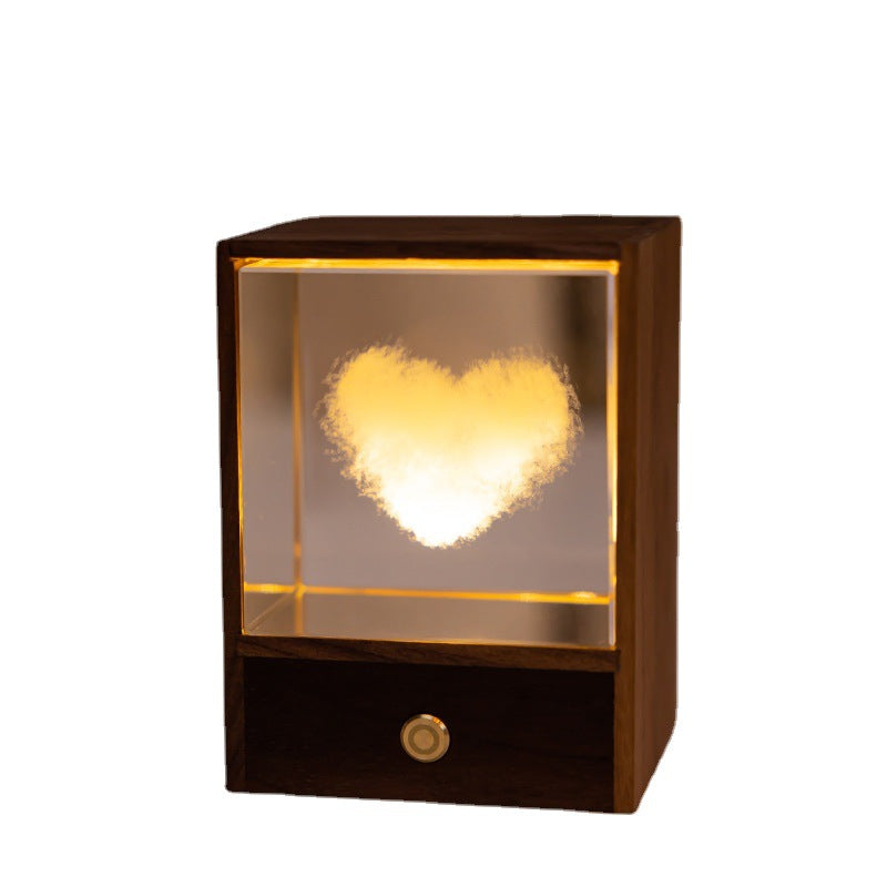 Touch-activated LED wooden night light