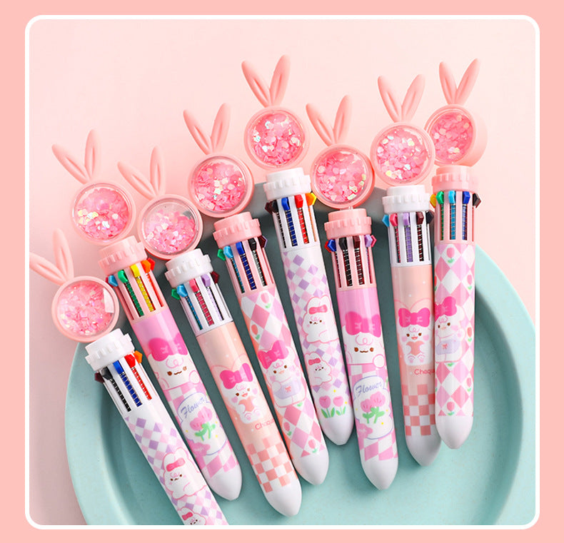 hand drawing with colorful cartoon rabbit pen