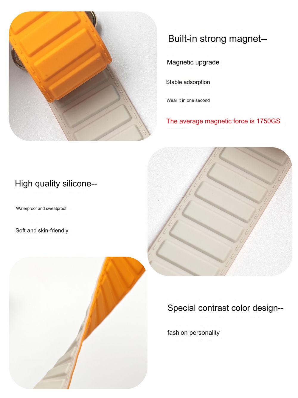 Premium Silicone Magnetic Apple Watch Band - Sporty & Durable Replacement Strap for All Models