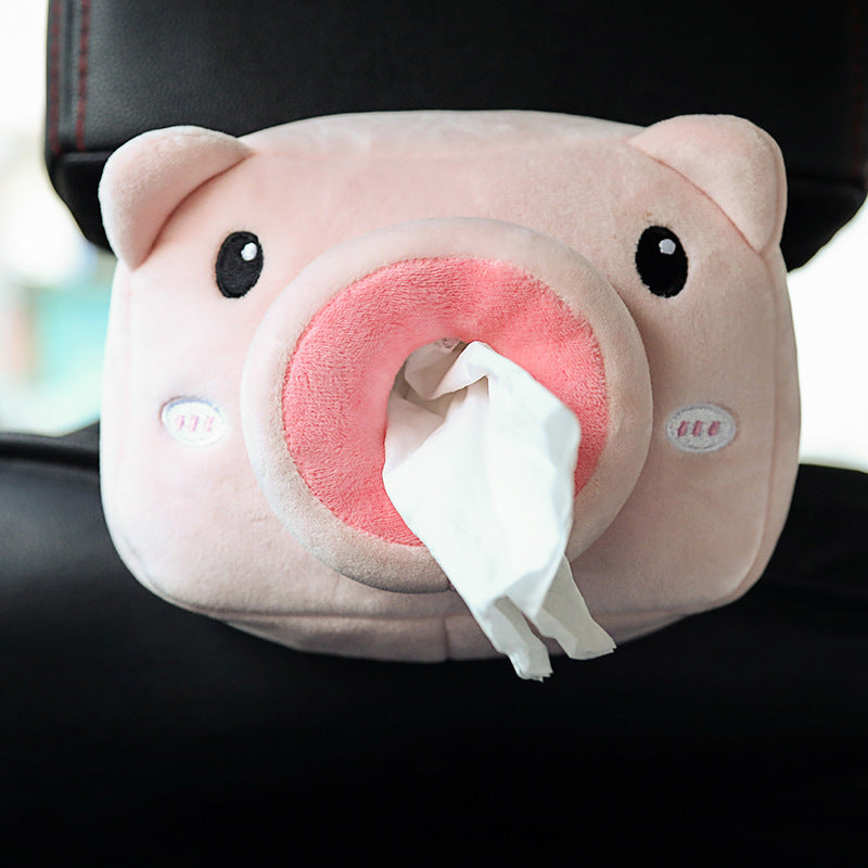 plush pig cartoon car tissue box