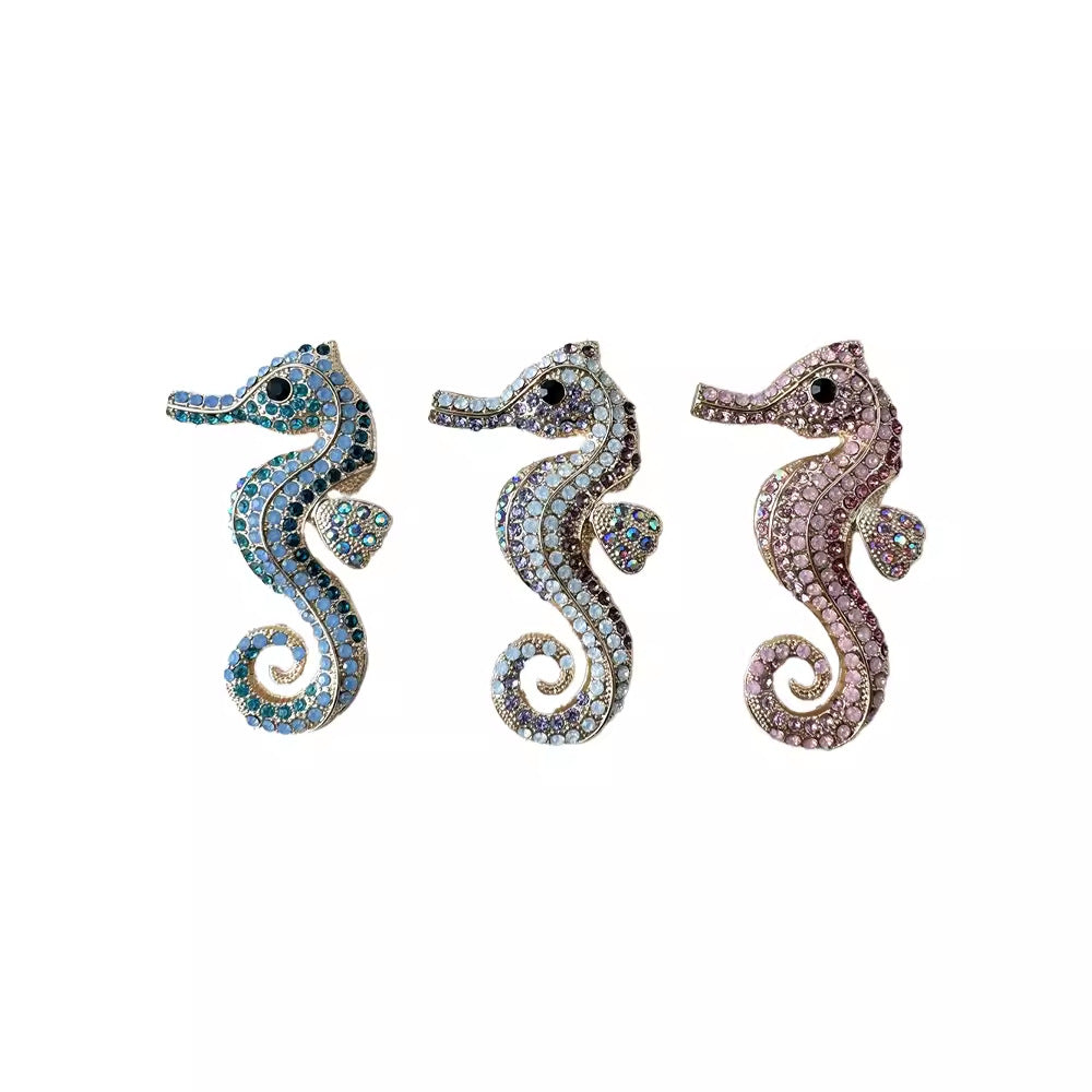 Purple sea horse enamel pin for women