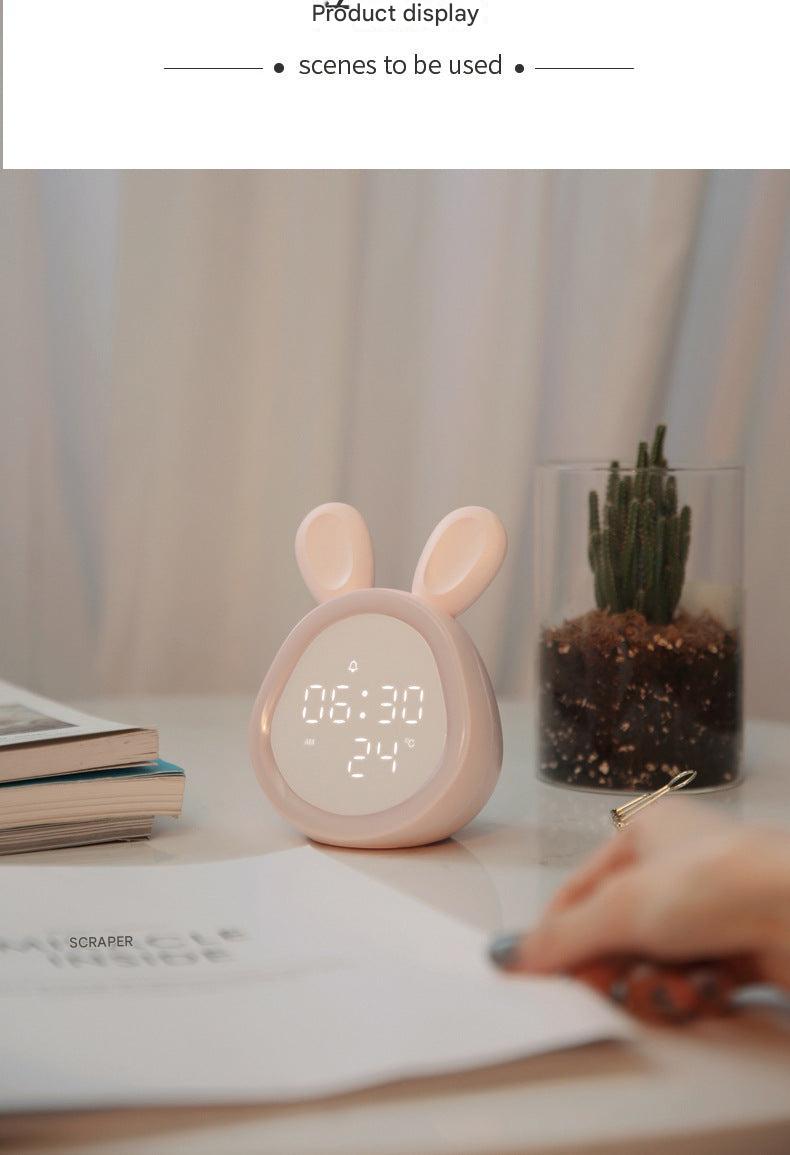 Bunny Cartoon Digital Clock Pink