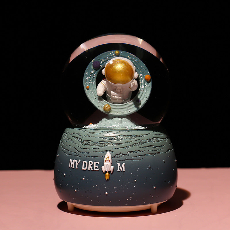 Astronaut Snow Globe Music Box with blue lights