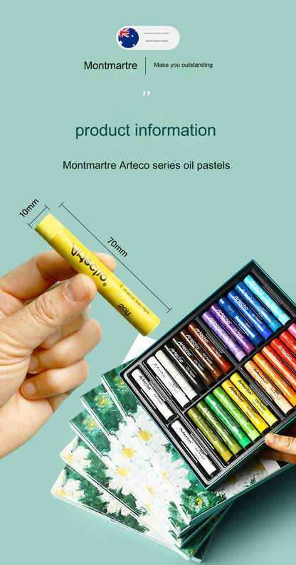 Montmartre 24-Color Ultra Soft Oil Pastels for Kids - Vibrant, Easy to Blend Art Crayons