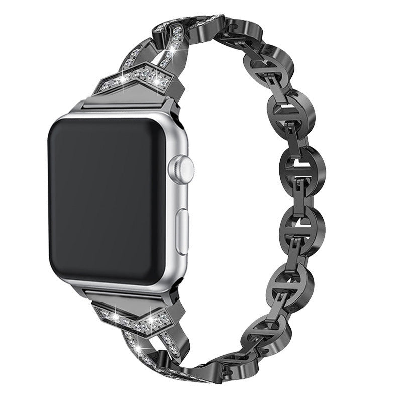 Luxurious Rhinestone Metallic Apple Watch Band - Compatible with Series 5, 6, 7, 8, SE & More