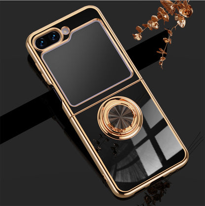 Samsung Galaxy Z Flip 6 Copper Plated Ring Stand Magnetic Phone Case - Shockproof & Fingerprint Resistant