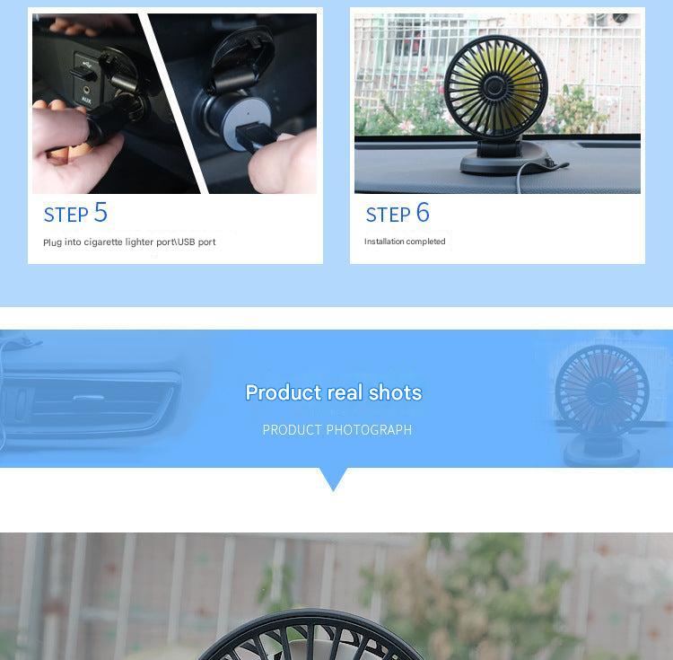 Easy mount car fan in use