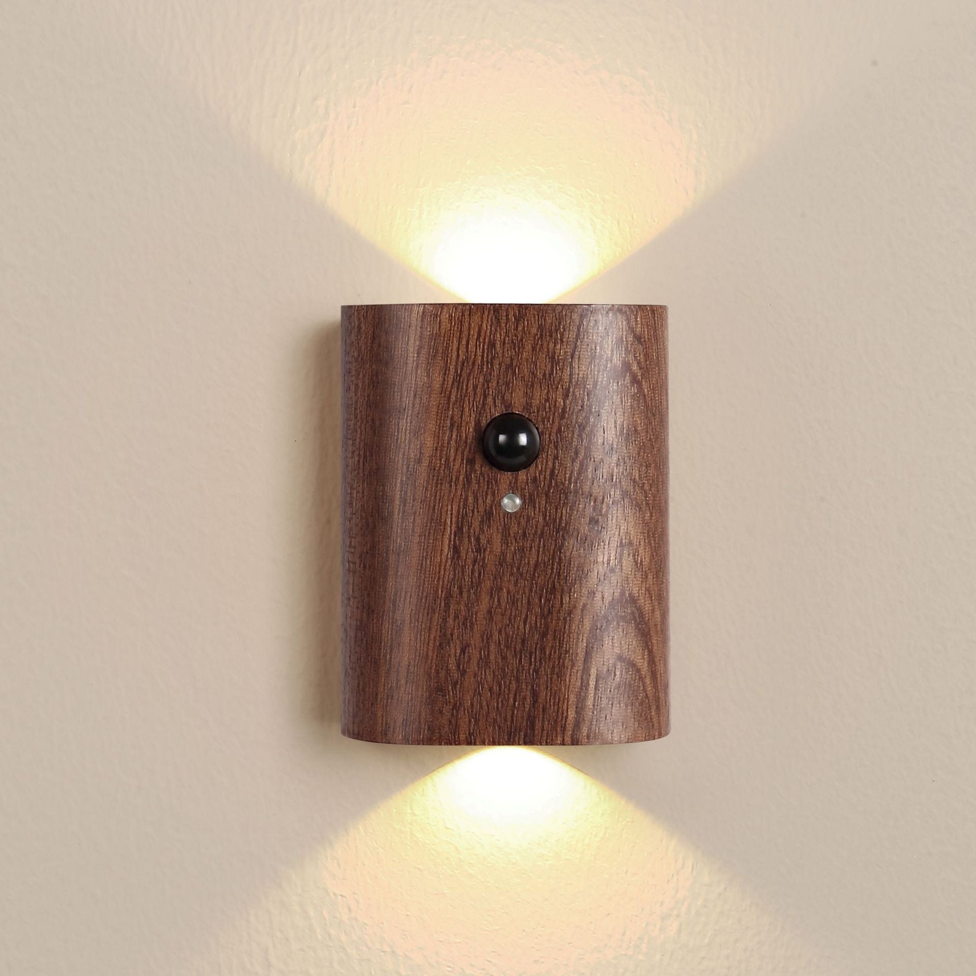 modern wood grain night light side view