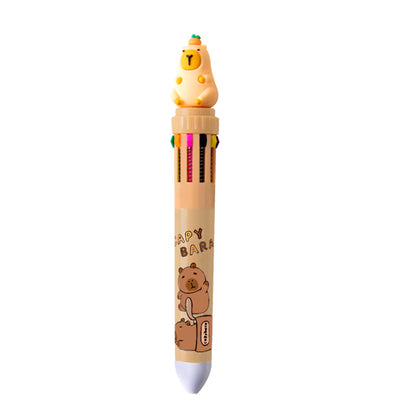 Capybara cartoon, multicolor pen with blue details