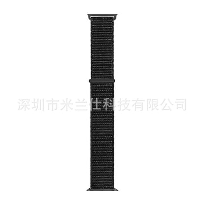 Stylish Nylon Braided Watch Band for Apple Watch - Compatible with Series 1-9 & Ultra - Adjustable Velcro Closure - Multiple Colors Available