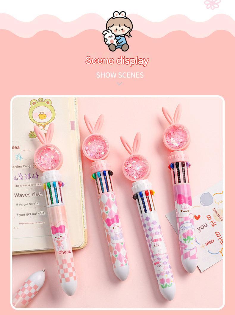 vibrant rabbit-themed pen variety of colors