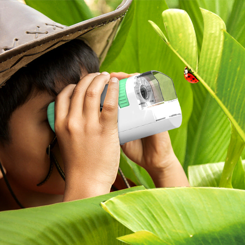 kids pink microscope with specimen