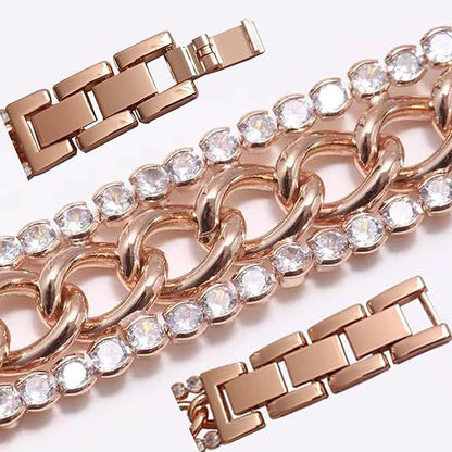 Stylish Diamond Denim Chain Metal Apple Watch Band - Compatible with Various Models