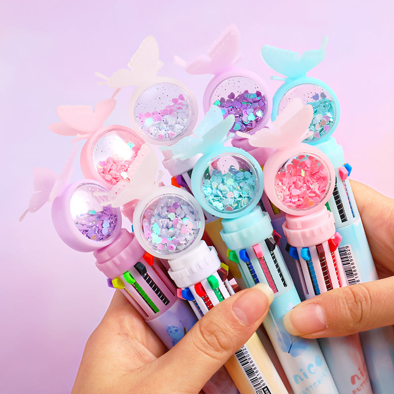 Multicolor ballpoint pen in pink color display image