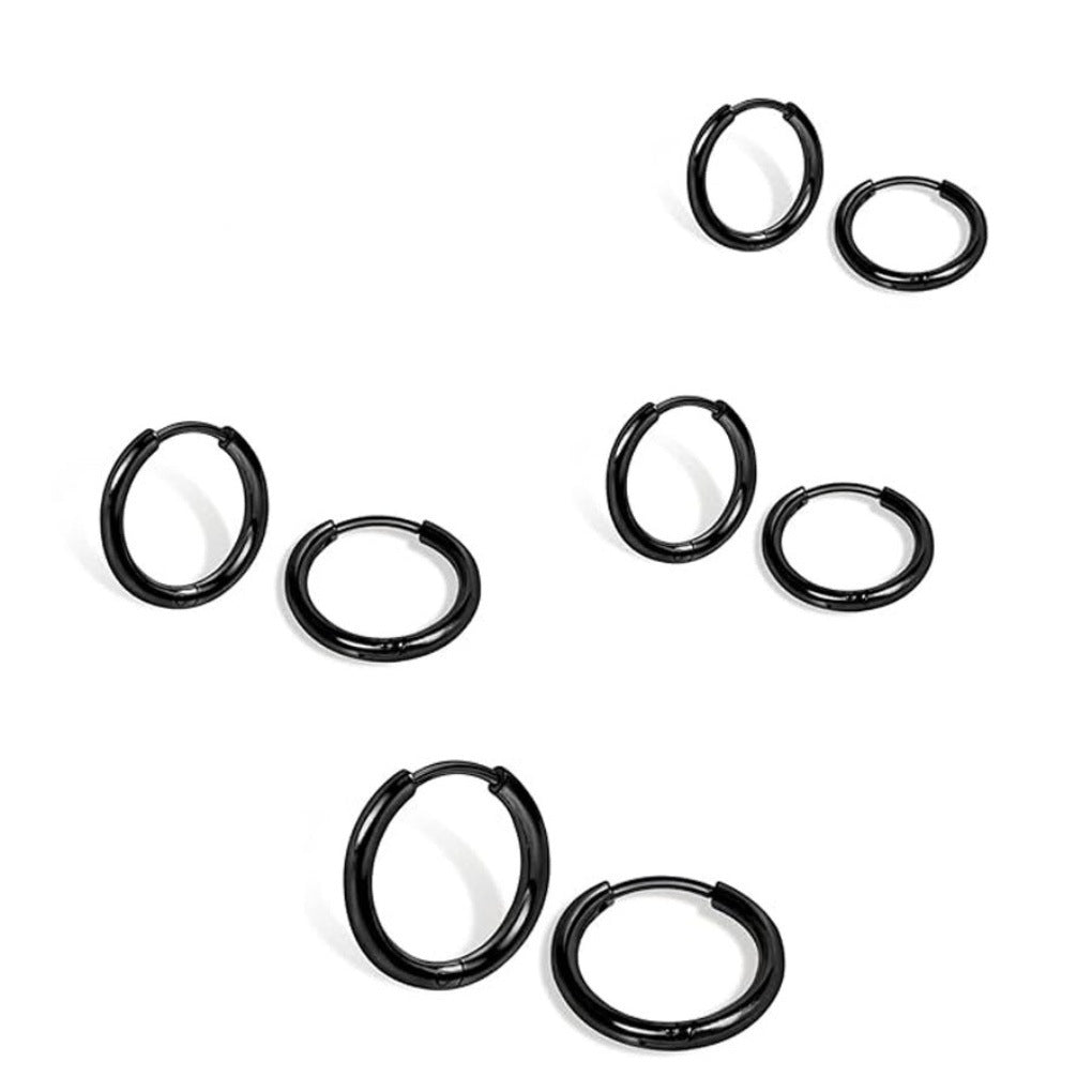 steel gray hoop earrings display - image 5