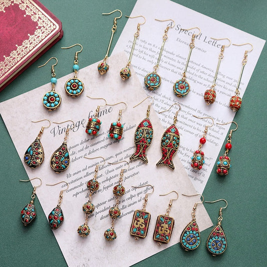 Nepalese design earrings vintage look 8