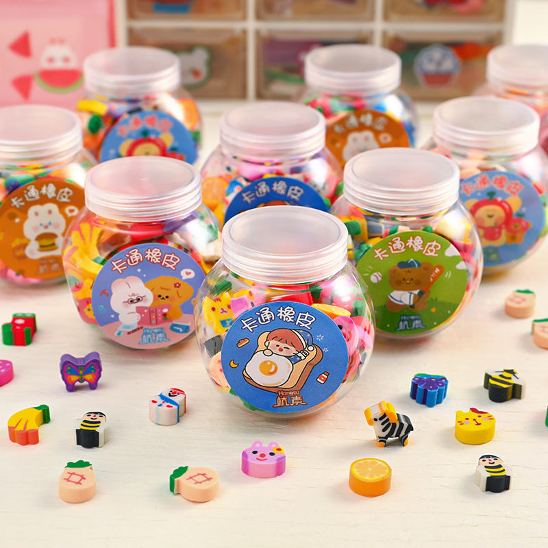 colorful mini erasers collection bottle package