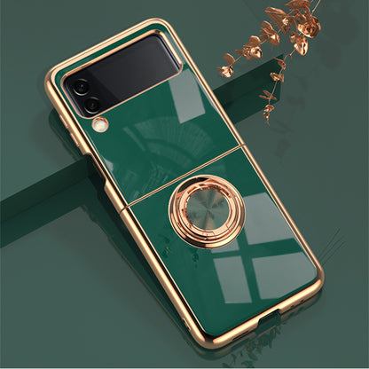 Samsung Galaxy Z Flip 6 Copper Plated Ring Stand Magnetic Phone Case - Shockproof & Fingerprint Resistant