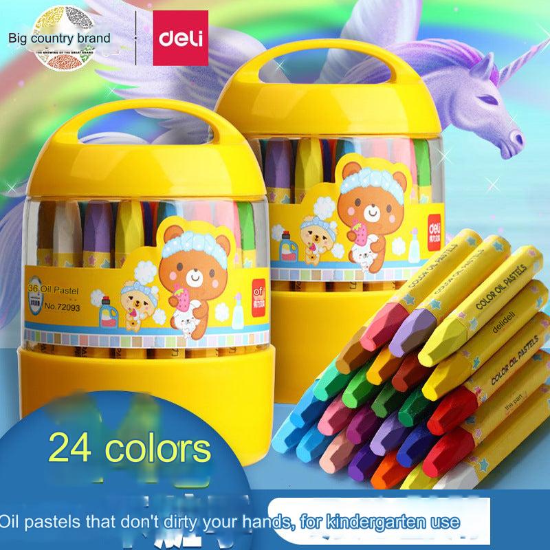 Vibrant Deli Oil Pastel Crayon Set - 24 Colors for Kids, Washable Art Supplies for Creative Learning