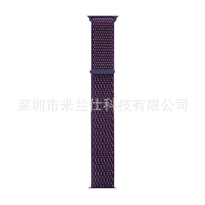 Stylish Nylon Braided Watch Band for Apple Watch - Compatible with Series 1-9 & Ultra - Adjustable Velcro Closure - Multiple Colors Available