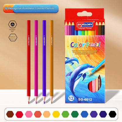 Vibrant 12-Color Oil-Based Colored Pencil Set - Perfect for Kids' Art Projects!