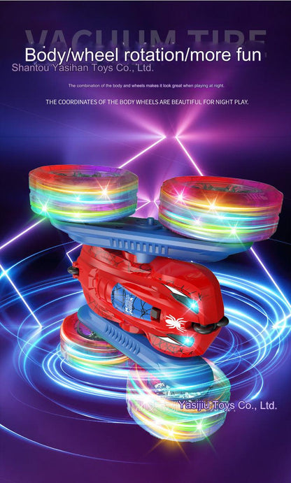 Stunt Remote Control Car - Dual-Sided Flipping RC Vehicle with Colorful LED Lights for Kids