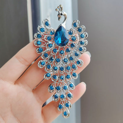 peacock brooch with rhinestones image