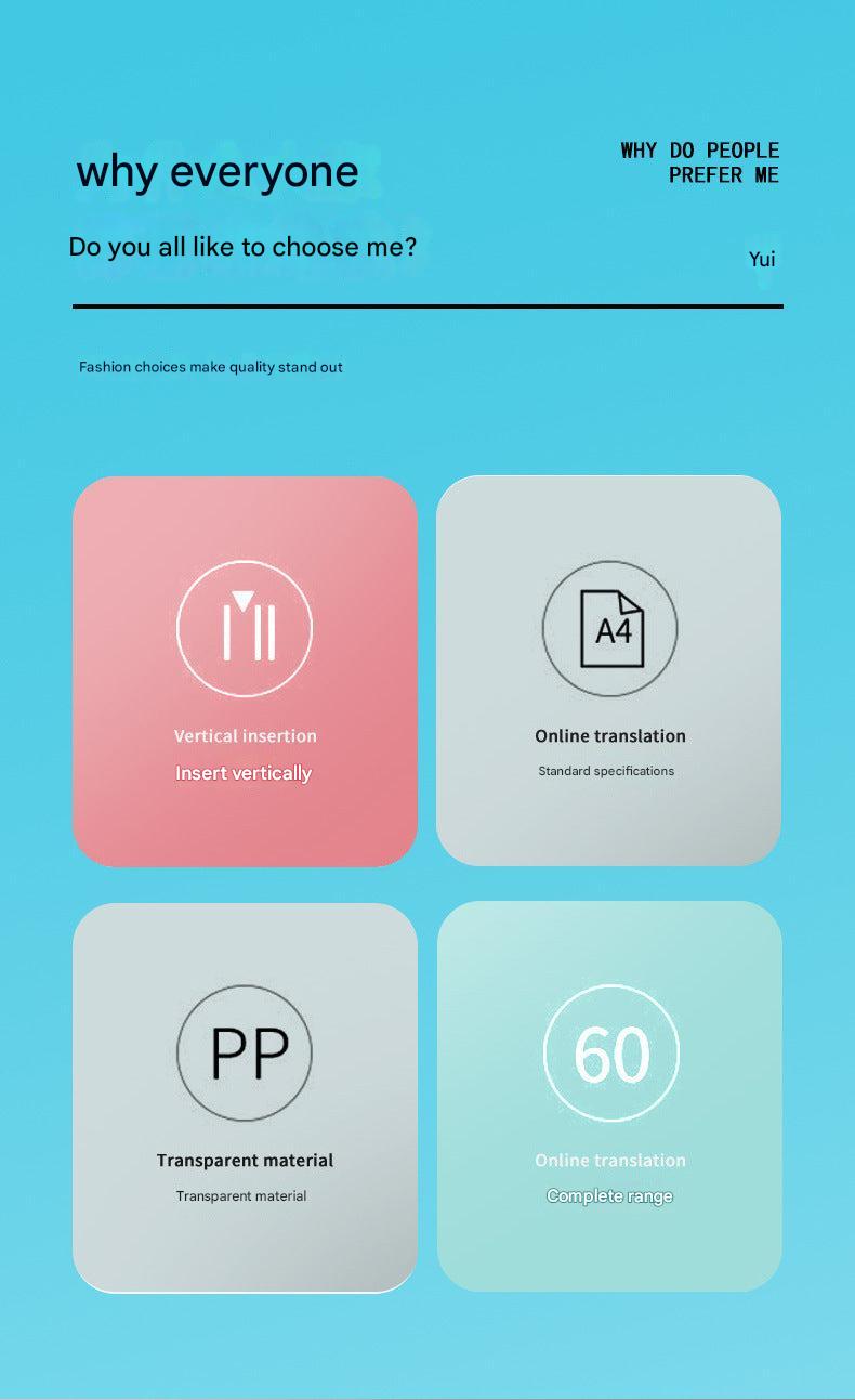 transparent document holder with content inside