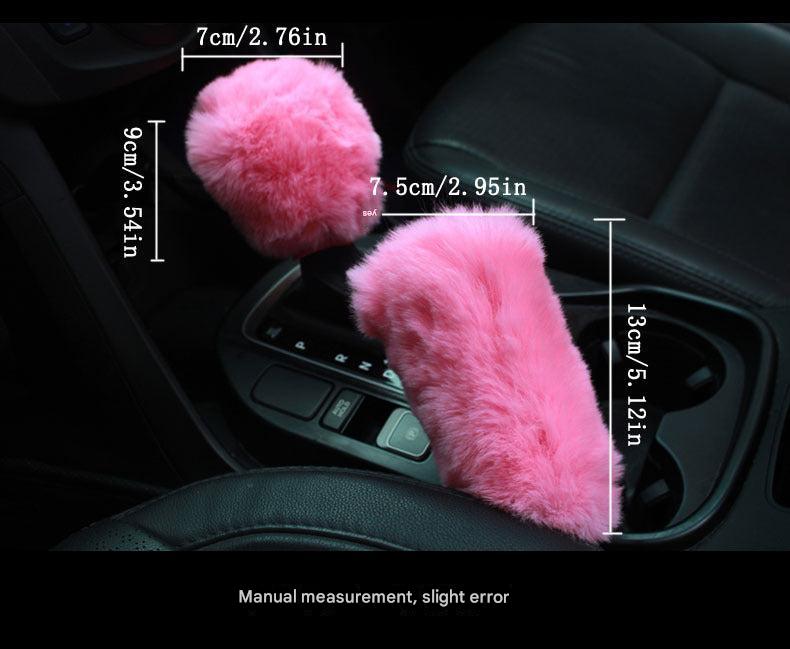 blue steering wheel cover with rabbit fur texture