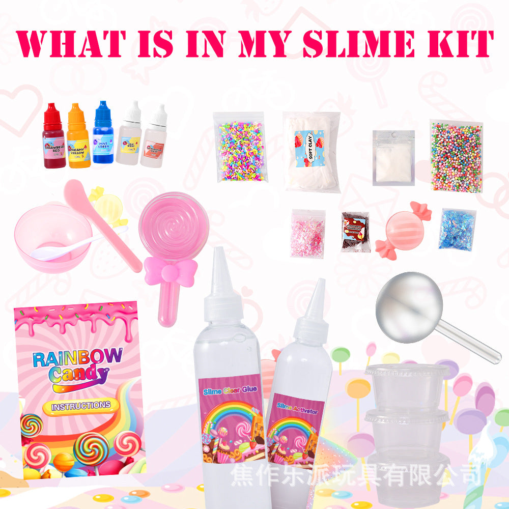 DIY Rainbow Candy Slime Kit - Fun and Creative Craft Activity for Kids | Bubble Foam Slime Set