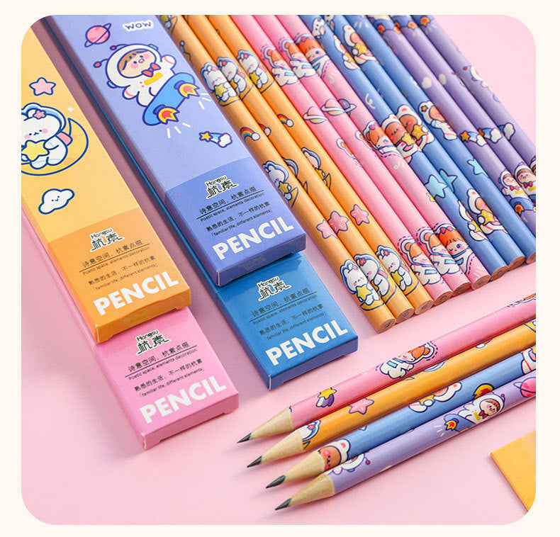 children’s space exploration wooden pencil set