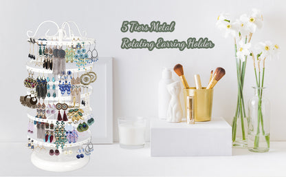 functional metal earring display in white