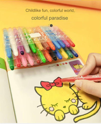 Colorful Rotating Crayon Set - Safe, Non-Toxic & Mess-Free for Kids - Ideal for Arts & Crafts Activities