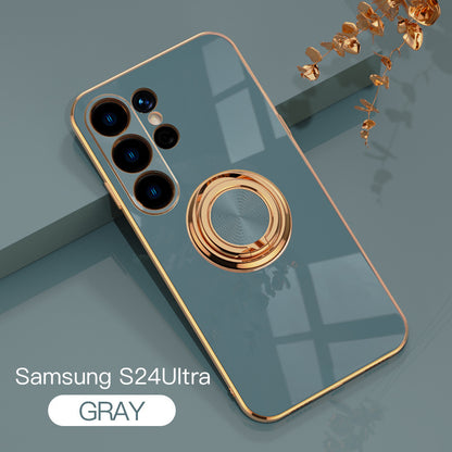 Premium Samsung S24 Ultra Protective Ring Case - TPU & Metal, 6D Electroplated, Shockproof & Stylish Design